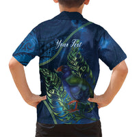 New Zealand Takahe Personalised Family Matching Off Shoulder Short Dress and Hawaiian Shirt Silver Fern Galaxy Polynesian Pattern