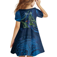 New Zealand Takahe Personalised Family Matching Summer Maxi Dress and Hawaiian Shirt Silver Fern Galaxy Polynesian Pattern