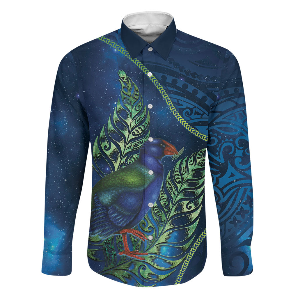 New Zealand Takahe Personalised Family Matching Summer Maxi Dress and Hawaiian Shirt Silver Fern Galaxy Polynesian Pattern