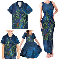 New Zealand Takahe Personalised Family Matching Tank Maxi Dress and Hawaiian Shirt Silver Fern Galaxy Polynesian Pattern