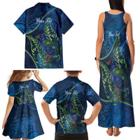 New Zealand Takahe Personalised Family Matching Tank Maxi Dress and Hawaiian Shirt Silver Fern Galaxy Polynesian Pattern