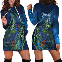 New Zealand Takahe Personalised Hoodie Dress Silver Fern Galaxy Polynesian Pattern