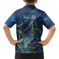 New Zealand Takahe Personalised Kid Hawaiian Shirt Silver Fern Galaxy Polynesian Pattern LT22 - Polynesian Pride