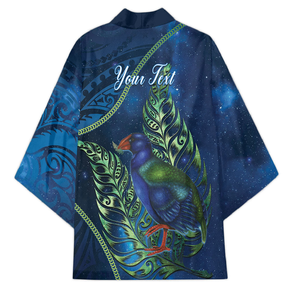 New Zealand Takahe Personalised Kimono Silver Fern Galaxy Polynesian Pattern