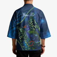 New Zealand Takahe Personalised Kimono Silver Fern Galaxy Polynesian Pattern