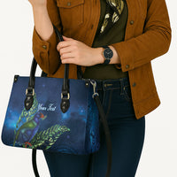 New Zealand Takahe Personalised Leather Bag Silver Fern Galaxy Polynesian Pattern