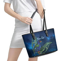 New Zealand Takahe Personalised Leather Tote Bag Silver Fern Galaxy Polynesian Pattern LT22 - Polynesian Pride