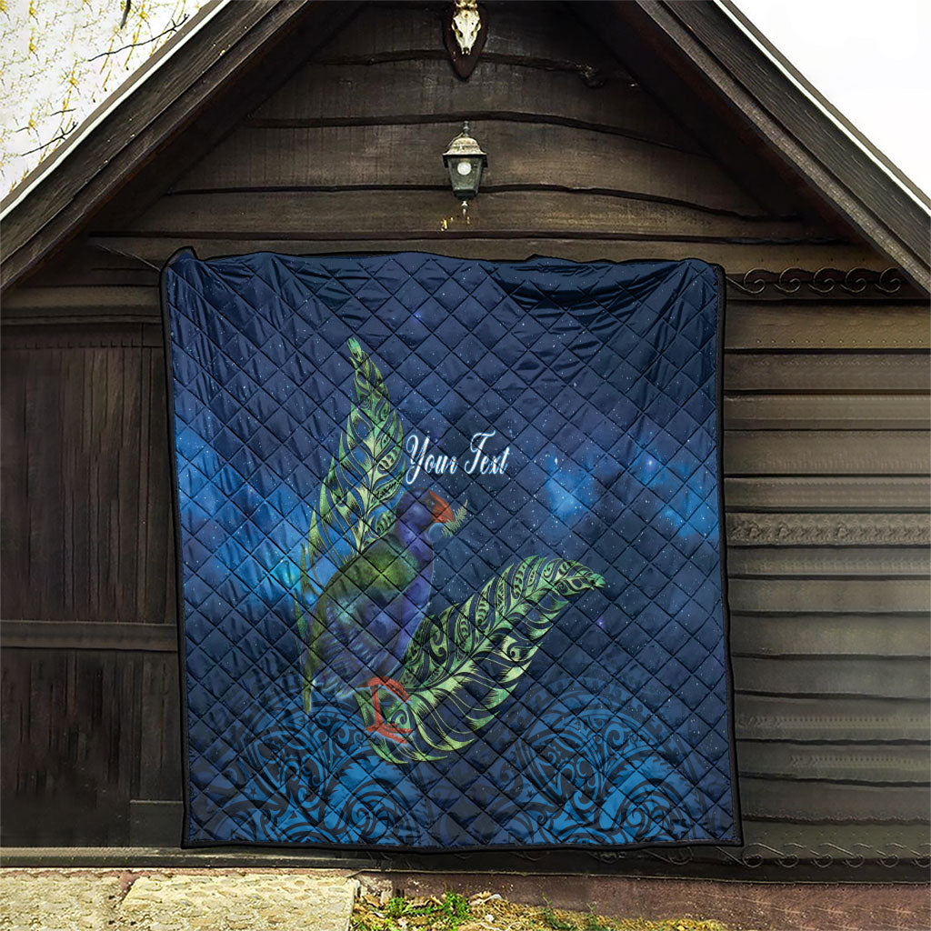 New Zealand Takahe Personalised Quilt Silver Fern Galaxy Polynesian Pattern