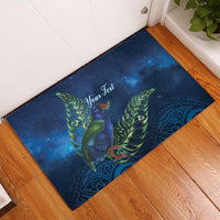 New Zealand Takahe Personalised Rubber Doormat Silver Fern Galaxy Polynesian Pattern