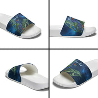 New Zealand Takahe Personalised Slide Sandals Silver Fern Galaxy Polynesian Pattern LT22 - Polynesian Pride
