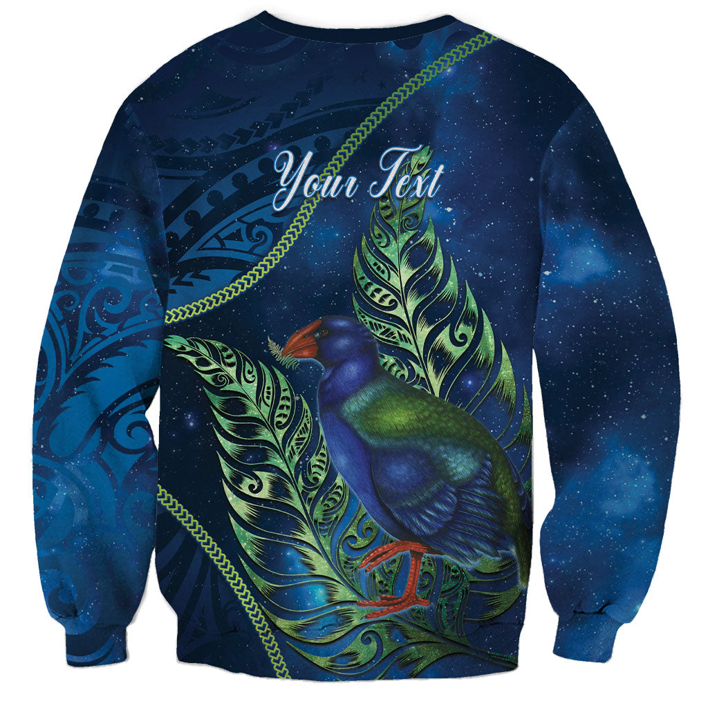 New Zealand Takahe Personalised Sweatshirt Silver Fern Galaxy Polynesian Pattern