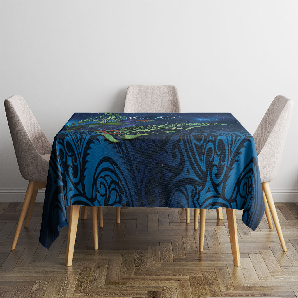 New Zealand Takahe Personalised Tablecloth Silver Fern Galaxy Polynesian Pattern