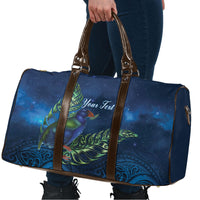 New Zealand Takahe Personalised Travel Bag Silver Fern Galaxy Polynesian Pattern