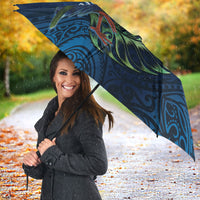 New Zealand Takahe Personalised Umbrella Silver Fern Galaxy Polynesian Pattern