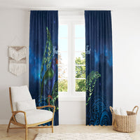 New Zealand Takahe Personalised Window Curtain Silver Fern Galaxy Polynesian Pattern
