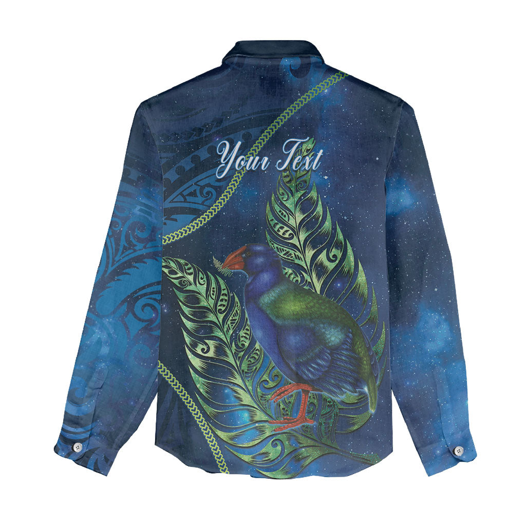 New Zealand Takahe Personalised Women Casual Shirt Silver Fern Galaxy Polynesian Pattern LT22 - Polynesian Pride