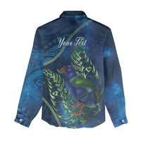 New Zealand Takahe Personalised Women Casual Shirt Silver Fern Galaxy Polynesian Pattern LT22 - Polynesian Pride