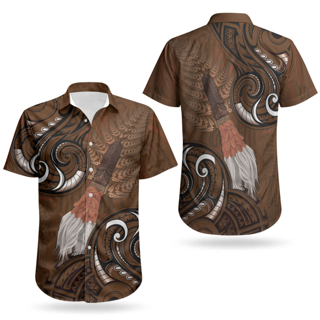 New Zealand Taiaha Couples Matching Off Shoulder Maxi Dress and Hawaiian Shirt Maori Weapon Silver Fern Maori Pattern