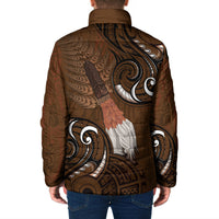 New Zealand Taiaha Padded Jacket Maori Weapon Silver Fern Maori Pattern