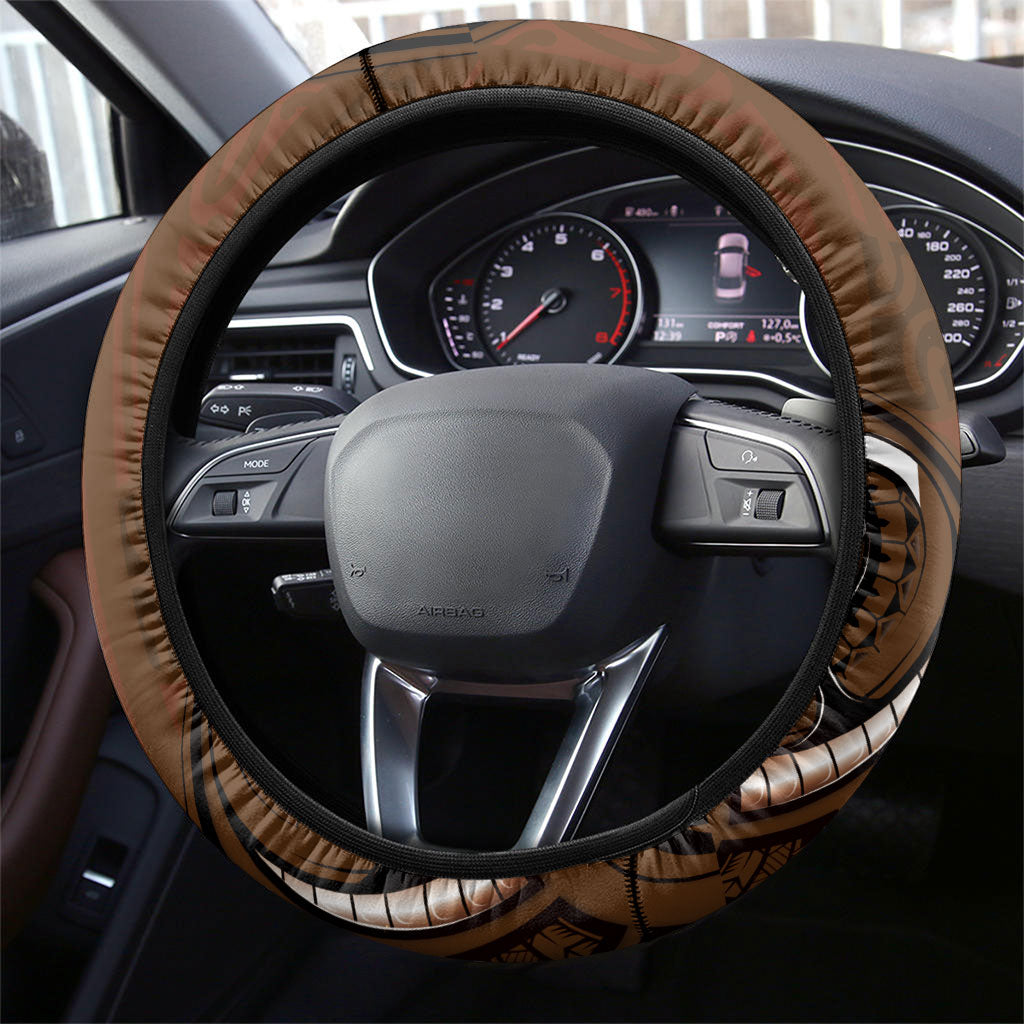 New Zealand Taiaha Steering Wheel Cover Maori Weapon Silver Fern Maori Pattern