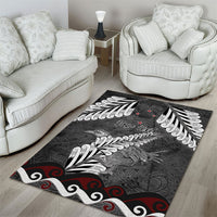 New Zealand Weka Personalised Area Rug Aotearoa Hen Silver Fern Maori Pattern