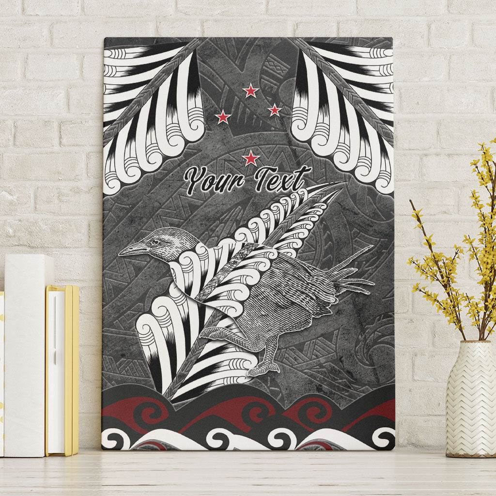 New Zealand Weka Personalised Canvas Wall Art Aotearoa Hen Silver Fern Maori Pattern