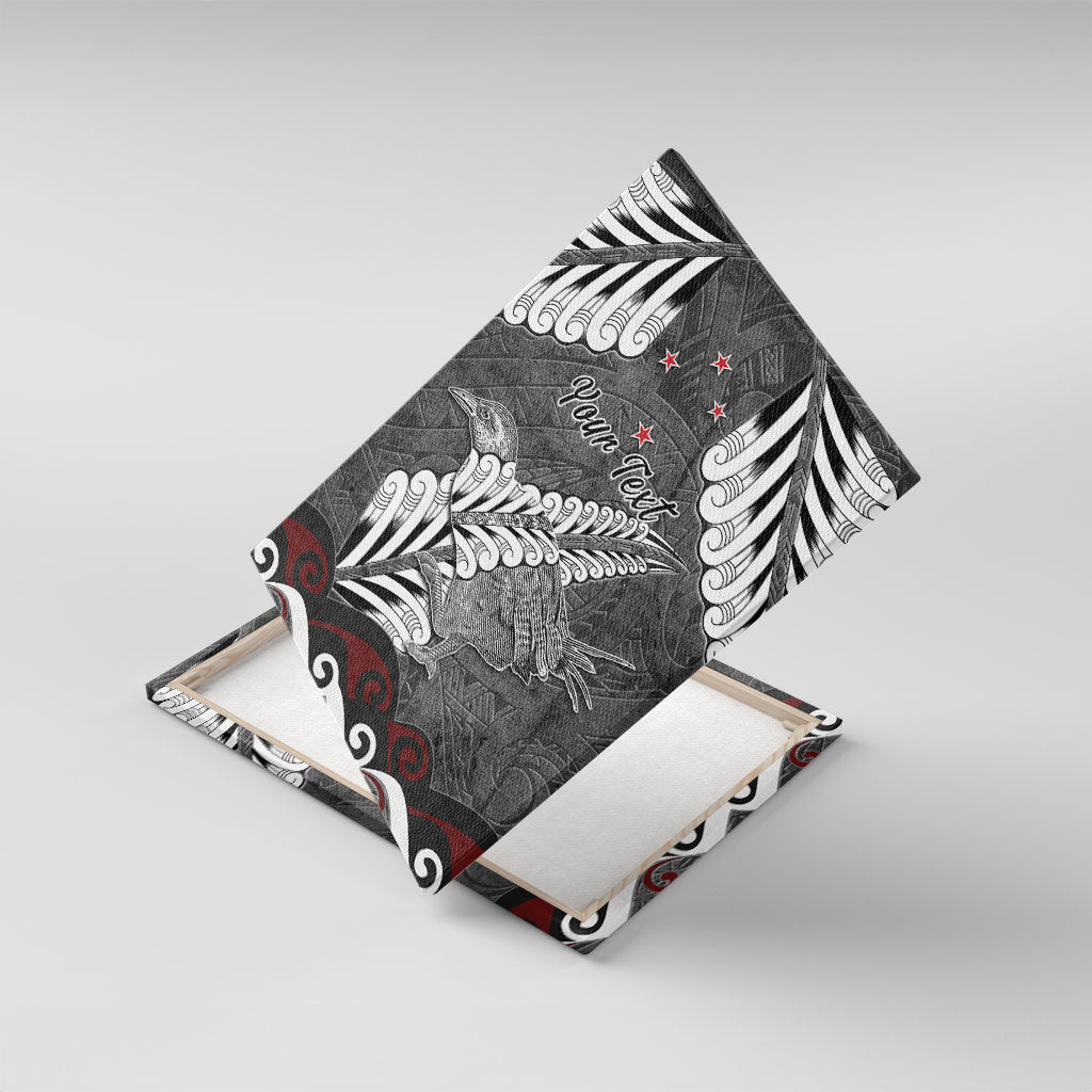 New Zealand Weka Personalised Canvas Wall Art Aotearoa Hen Silver Fern Maori Pattern