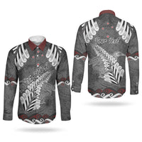 New Zealand Weka Personalised Couples Matching Short Sleeve Bodycon Dress and Long Sleeve Button Shirt Aotearoa Hen Silver Fern Maori Pattern LT22 - Polynesian Pride