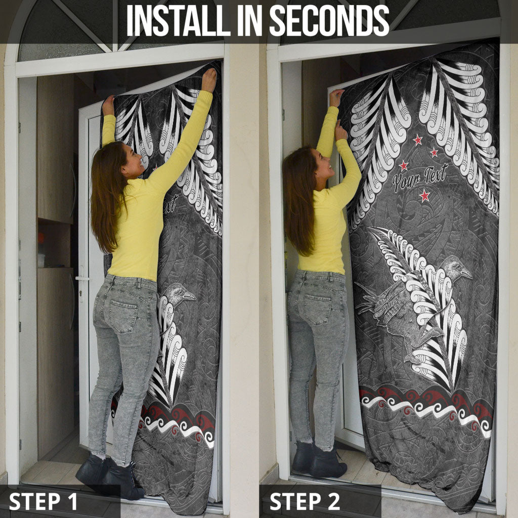 New Zealand Weka Personalised Door Cover Aotearoa Hen Silver Fern Maori Pattern LT22 - Polynesian Pride