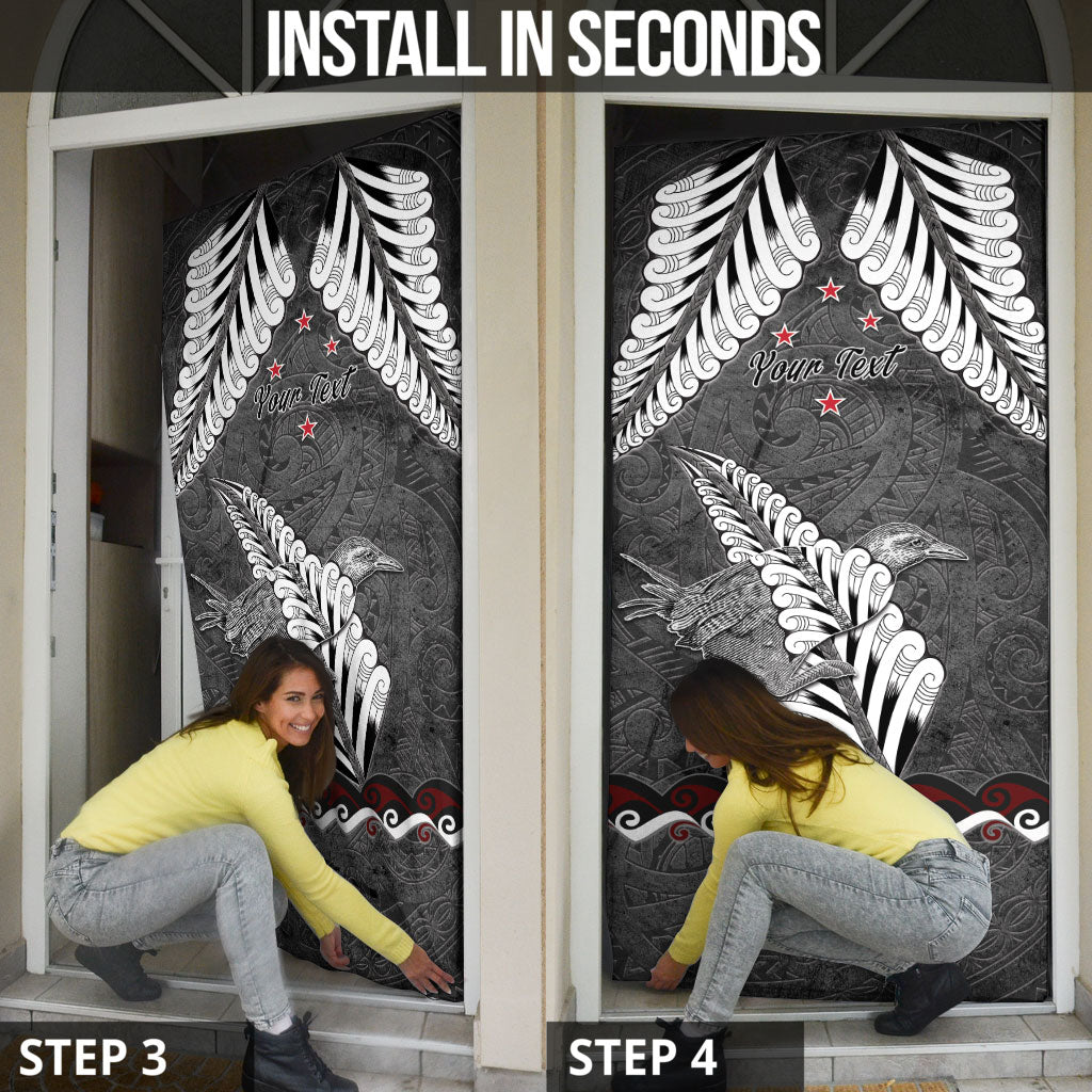 New Zealand Weka Personalised Door Cover Aotearoa Hen Silver Fern Maori Pattern LT22 - Polynesian Pride