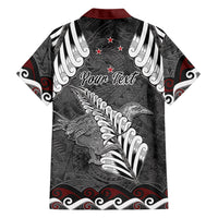 New Zealand Weka Personalised Family Matching Off The Shoulder Long Sleeve Dress and Hawaiian Shirt Aotearoa Hen Silver Fern Maori Pattern