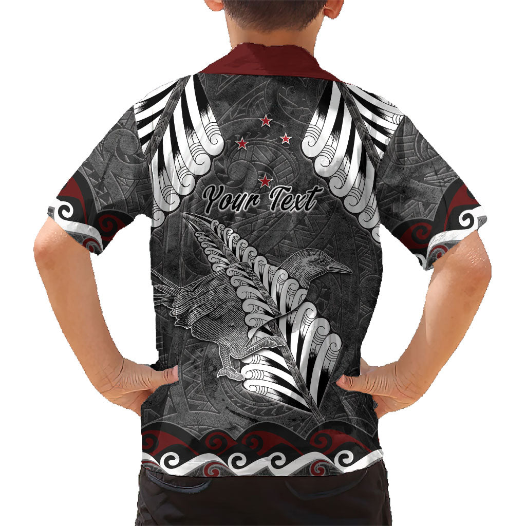 New Zealand Weka Personalised Family Matching Off Shoulder Maxi Dress and Hawaiian Shirt Aotearoa Hen Silver Fern Maori Pattern