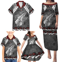 New Zealand Weka Personalised Family Matching Puletasi and Hawaiian Shirt Aotearoa Hen Silver Fern Maori Pattern