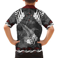 New Zealand Weka Personalised Family Matching Short Sleeve Bodycon Dress and Hawaiian Shirt Aotearoa Hen Silver Fern Maori Pattern