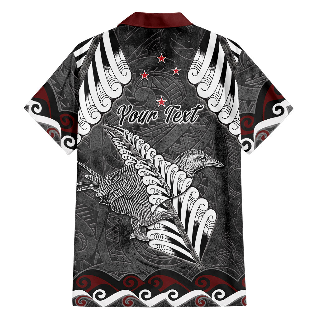 New Zealand Weka Personalised Family Matching Short Sleeve Bodycon Dress and Hawaiian Shirt Aotearoa Hen Silver Fern Maori Pattern
