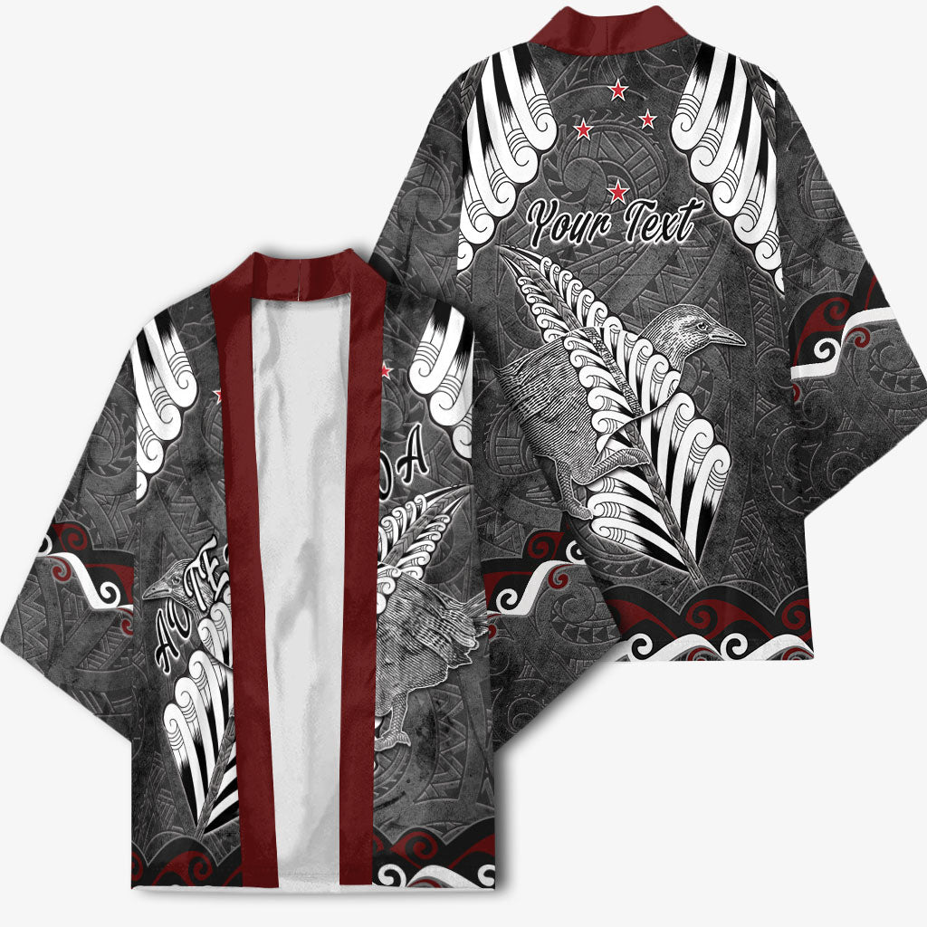 New Zealand Weka Personalised Kimono Aotearoa Hen Silver Fern Maori Pattern