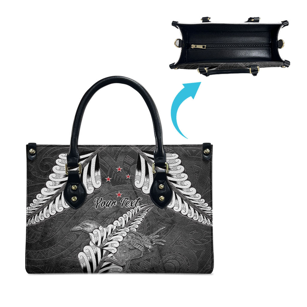 New Zealand Weka Personalised Leather Bag Aotearoa Hen Silver Fern Maori Pattern