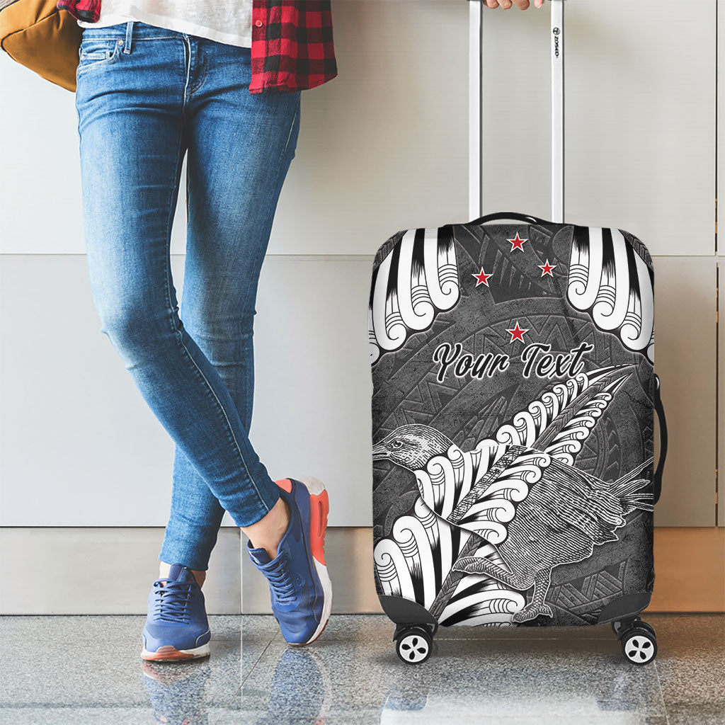 New Zealand Weka Personalised Luggage Cover Aotearoa Hen Silver Fern Maori Pattern LT22 - Polynesian Pride