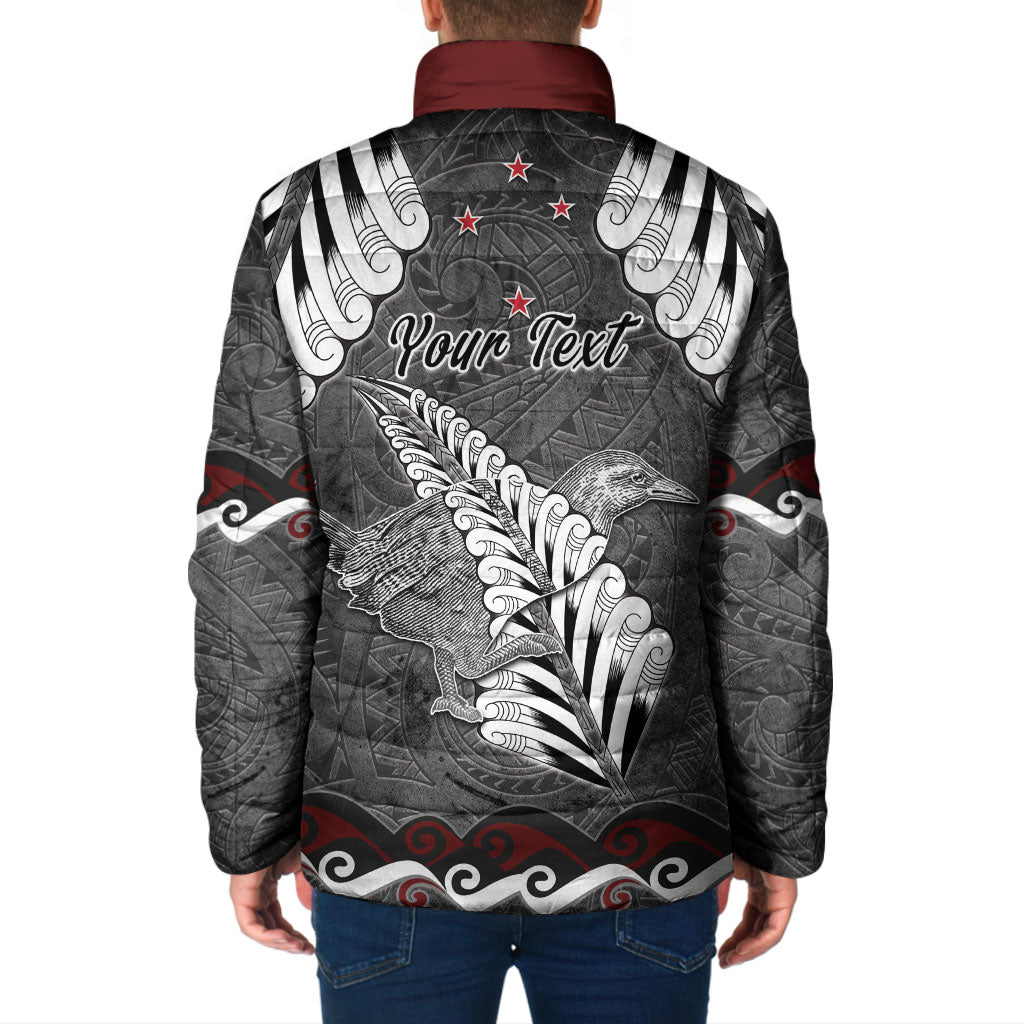 New Zealand Weka Personalised Padded Jacket Aotearoa Hen Silver Fern Maori Pattern LT22 - Polynesian Pride