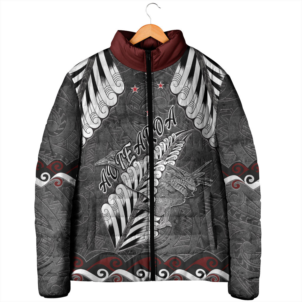 New Zealand Weka Personalised Padded Jacket Aotearoa Hen Silver Fern Maori Pattern LT22 - Polynesian Pride