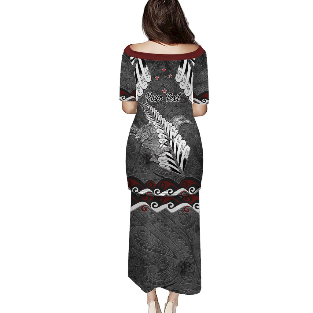 New Zealand Weka Personalised Puletasi Aotearoa Hen Silver Fern Maori Pattern