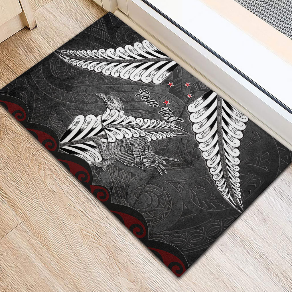 New Zealand Weka Personalised Rubber Doormat Aotearoa Hen Silver Fern Maori Pattern