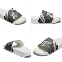 New Zealand Weka Personalised Slide Sandals Aotearoa Hen Silver Fern Maori Pattern LT22 - Polynesian Pride