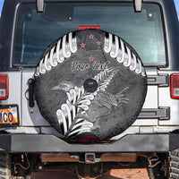 New Zealand Weka Personalised Spare Tire Cover Aotearoa Hen Silver Fern Maori Pattern