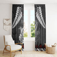 New Zealand Weka Personalised Window Curtain Aotearoa Hen Silver Fern Maori Pattern