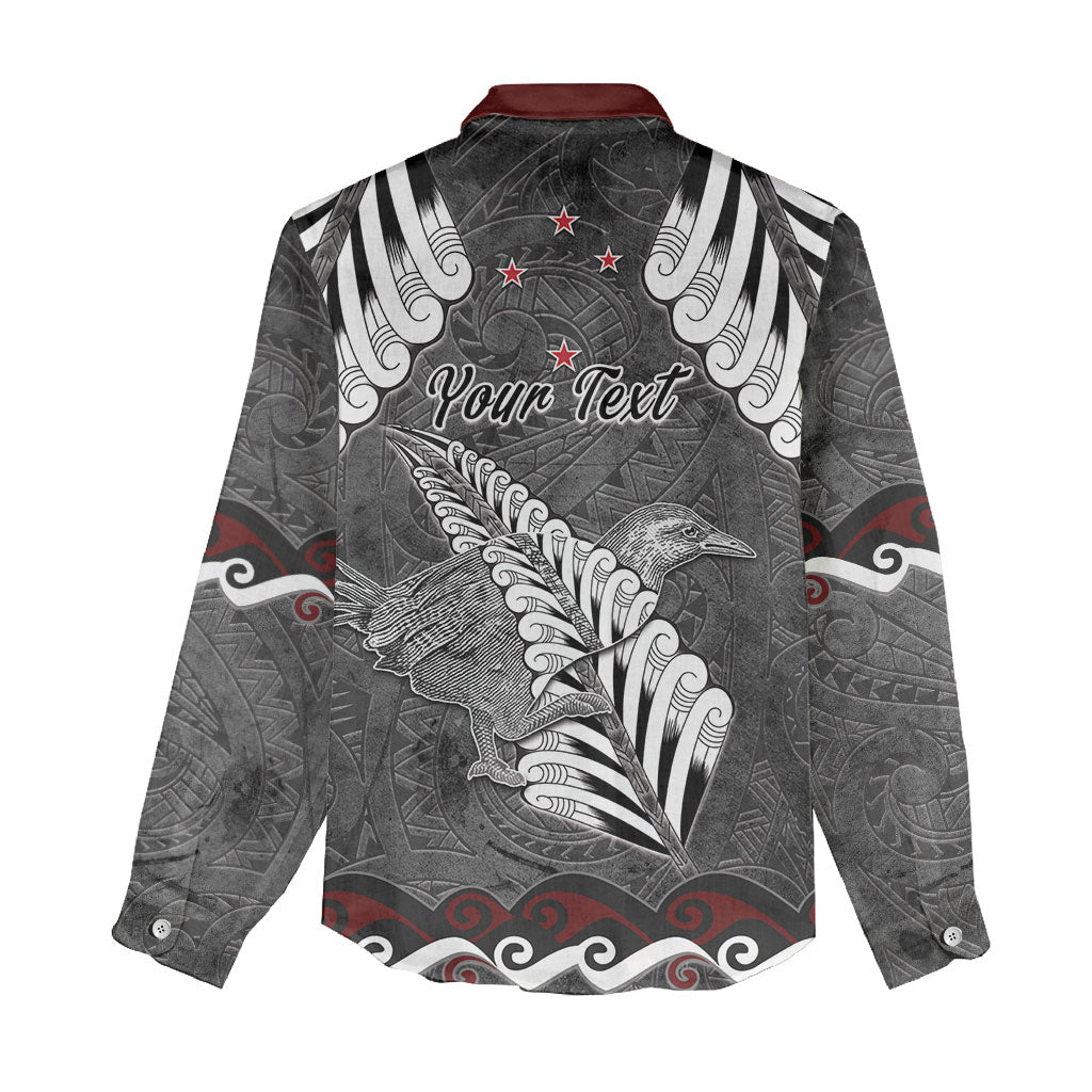New Zealand Weka Personalised Women Casual Shirt Aotearoa Hen Silver Fern Maori Pattern