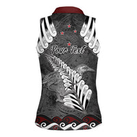 New Zealand Weka Personalised Women Sleeveless Polo Shirt Aotearoa Hen Silver Fern Maori Pattern