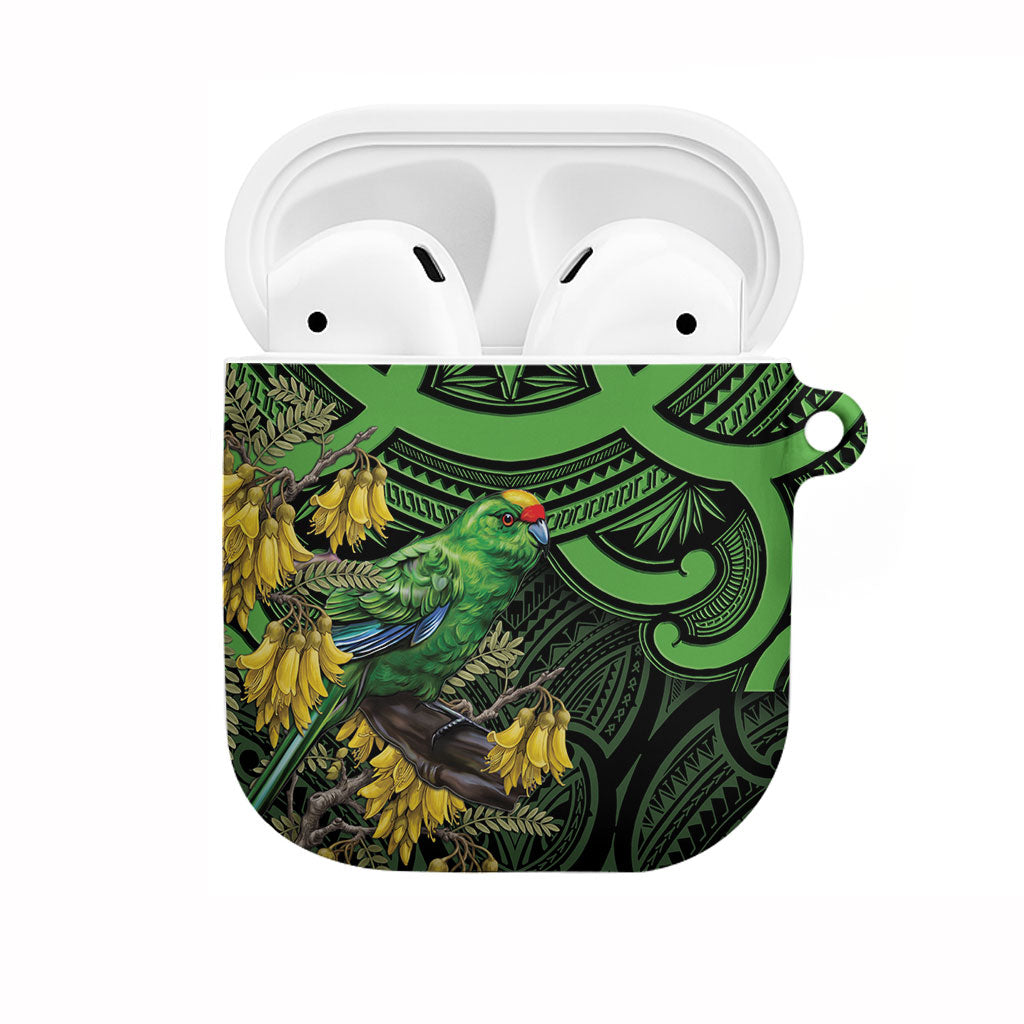 New Zealand Parakeet Bird AirPods Case Maori Kakariki Kowhai Maori Pattern LT22 Green - Polynesian Pride