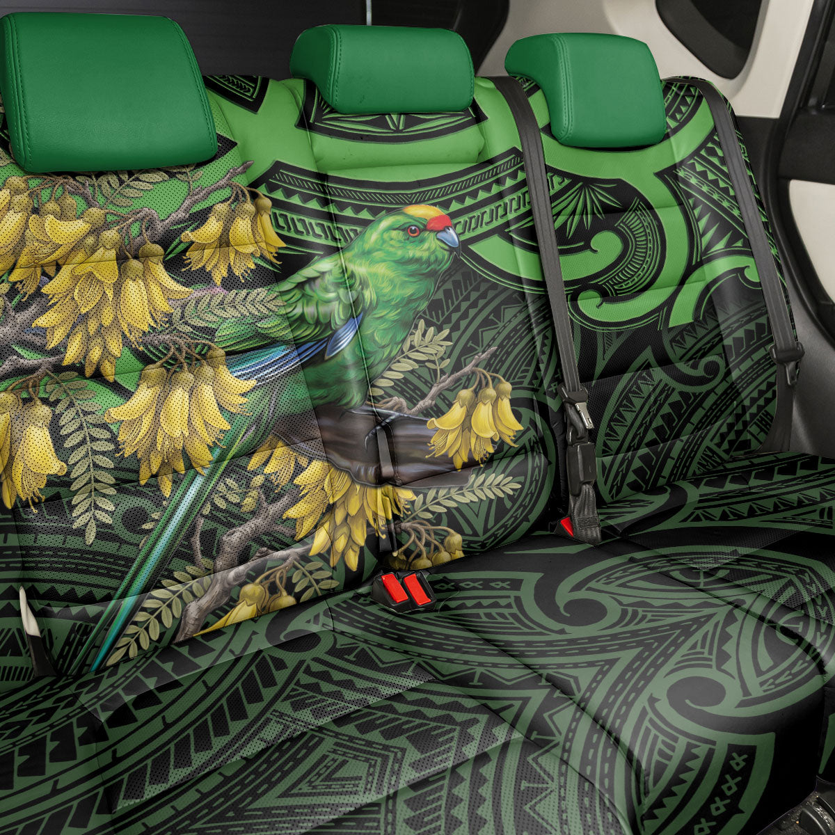 New Zealand Parakeet Bird Back Car Seat Cover Maori Kakariki Kowhai Maori Pattern