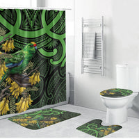 New Zealand Parakeet Bird Bathroom Set Maori Kakariki Kowhai Maori Pattern